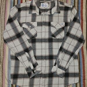 Men's Black and White Plaid Shirt